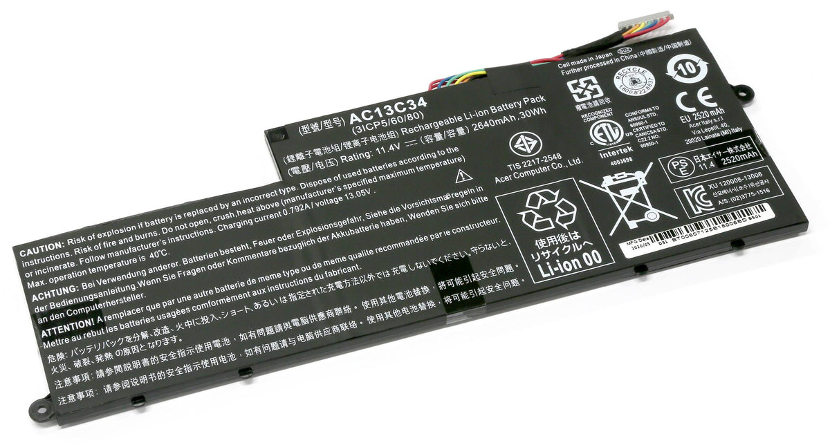 BATTERIE POUR PC PORTABLE ACER ASPIRE E3-111 / E3-112 / E3-112M / V5-122P / V5-132 / V5-132P - AC13C34 / KT.00303.005 - 11.4V  2640mAh