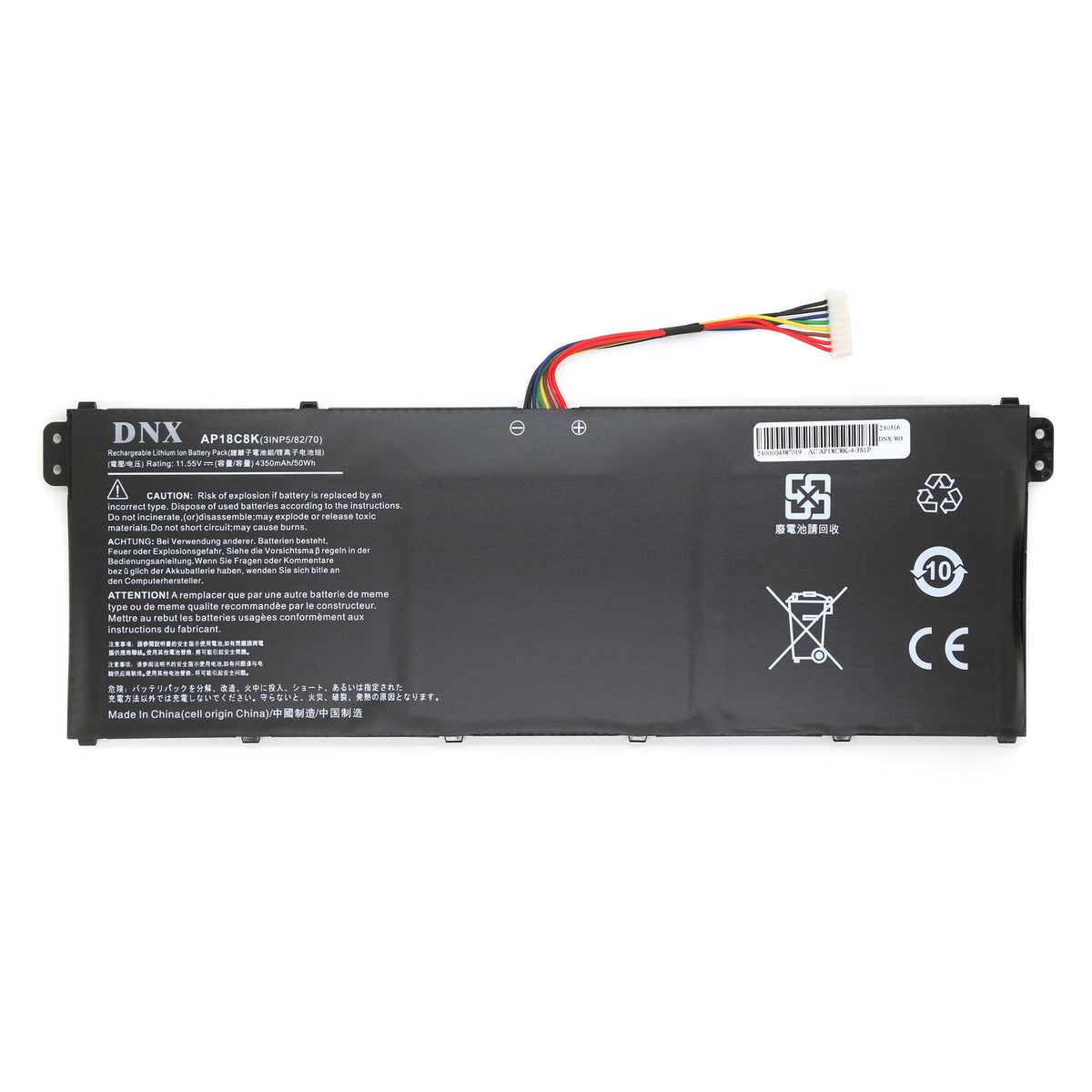 BATTERIE POUR PC PORTABLE ACER SWIFT 3 SF314-42 / SF314-57 / SF314-57G / SF314-58 - AP18C8K - 11.55V 4350mAh-1