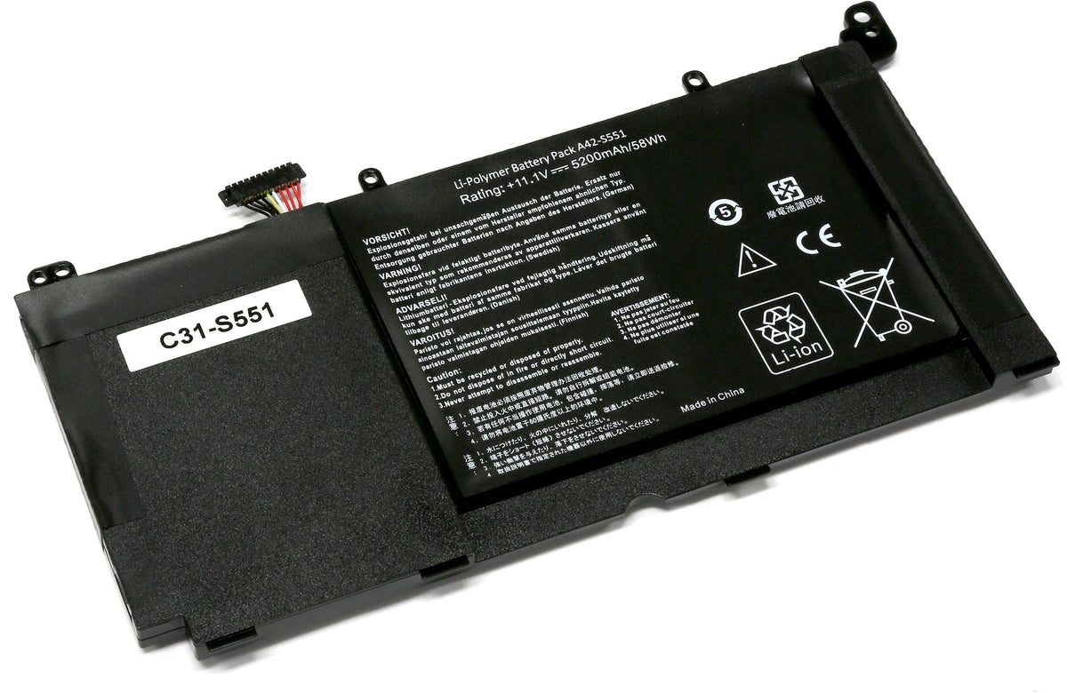 BATTERIE POUR PC PORTABLE ASUS A551LB / A551LN / K551L / K551LA / K551LB / K551LM / K551LN - C31-S551 / A42-S551 - 11.1V 5200mAh