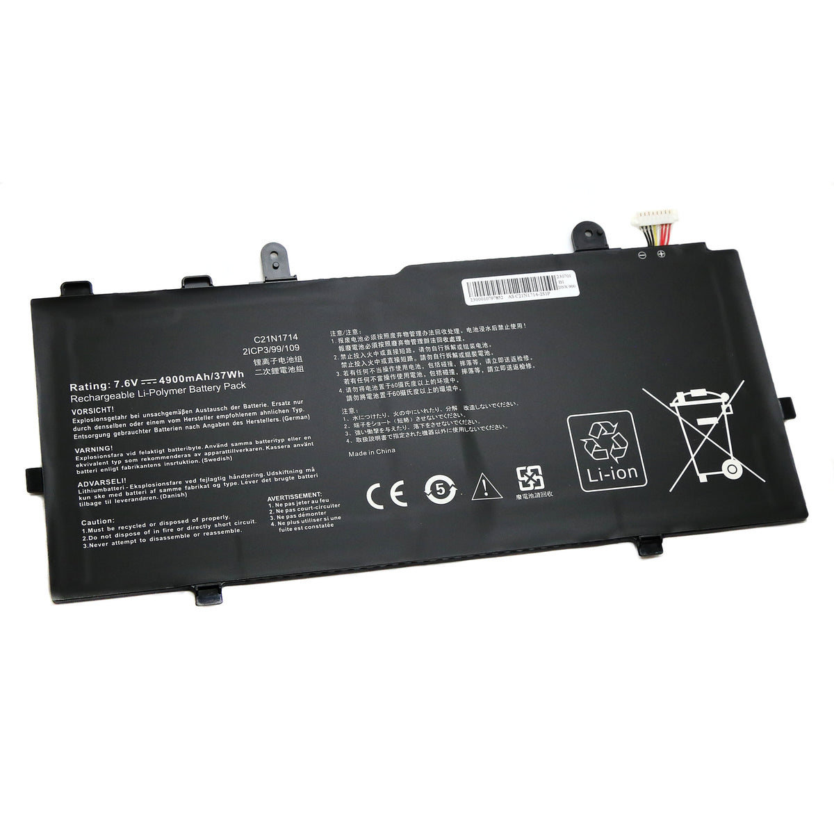 BATTERIE POUR PC PORTABLE ASUS VIVOBOOK FLIP 14 TP401C / TP401NA / J401MA - C21N1714 - 7.6V 4900mAh