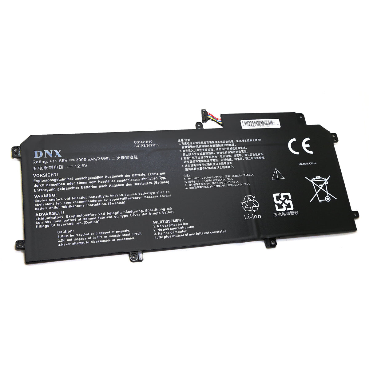 BATTERIE POUR PC PORTABLE ASUS ZenBook U3000C / UX330C / UX330CA / UX330CAK - C31N1610 - 11.55V 3000mAh-1