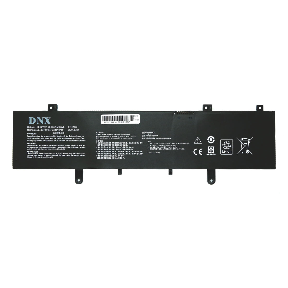 BATTERIE POUR PC PORTABLE ASUS VIVOBOOK 14 A405UA / X405 / X405U / X405UA / X405UQ / X405UR - B31N1632 - 11.52V 2800mAh-1