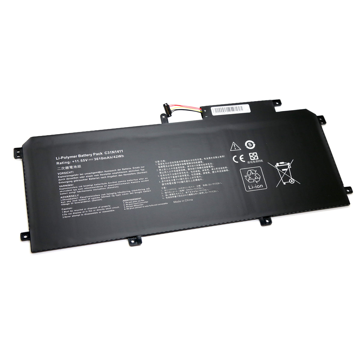 BATTERIE POUR PC PORTABLE ASUS ZENBOOK UX305 / U305UA / UX305CA / UX305FA - C31N1411 - 11.55V 3610mAh