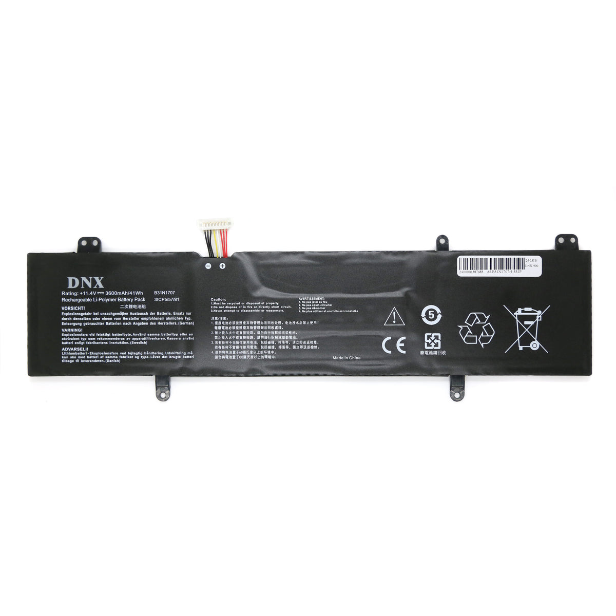 BATTERIE POUR PC PORTABLE ASUS A411QA / A411QR / K410UA / K410UF - B31N1707 - 11.4V 3600mAh-1