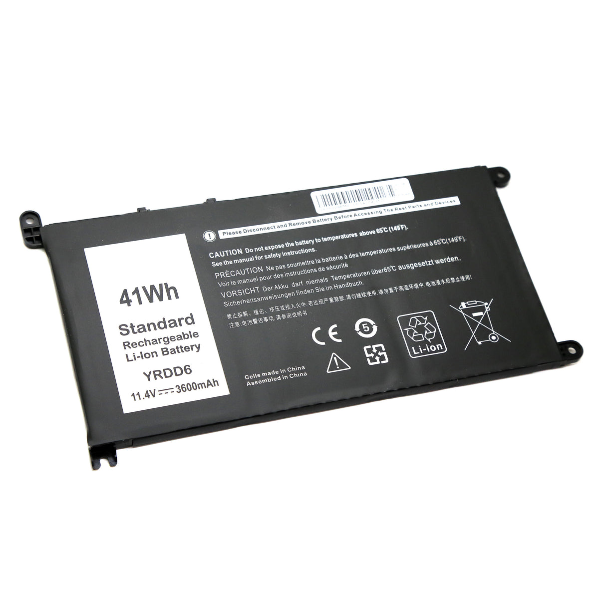 BATTERIE POUR PC PORTABLE DELL INSPIRON 14 5490 / 5491 / 5493 / 5498 - YRDD6 - 11.4V 3600mAh