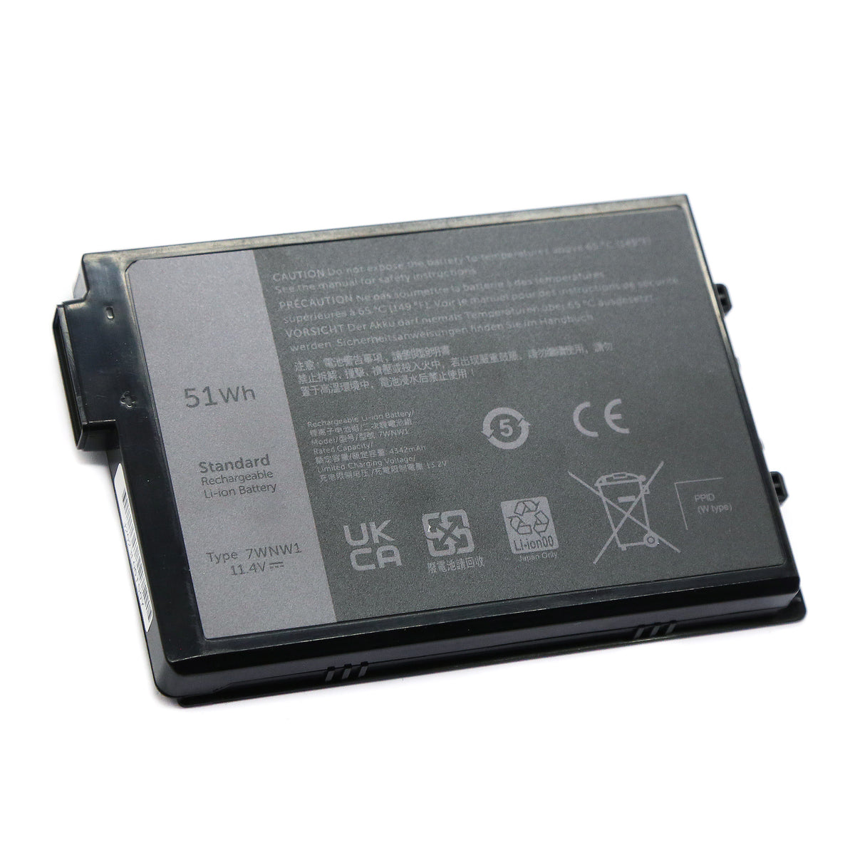 BATTERIE POUR PC PORTABLE DELL LATITUDE 5424 / 7424 Rugged – 7WNW1 – 11.4V 4342mAh 51Wh