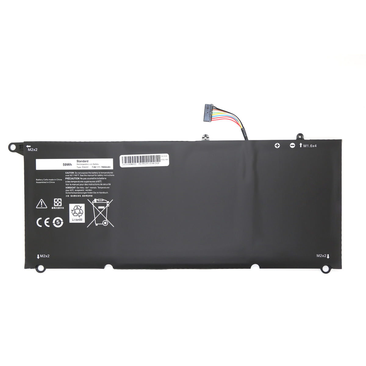 BATTERIE POUR PC PORTABLE DELL XPS 13 9360 - PW23Y / RNP72 / TP1GT - 7.6V 7800mAh