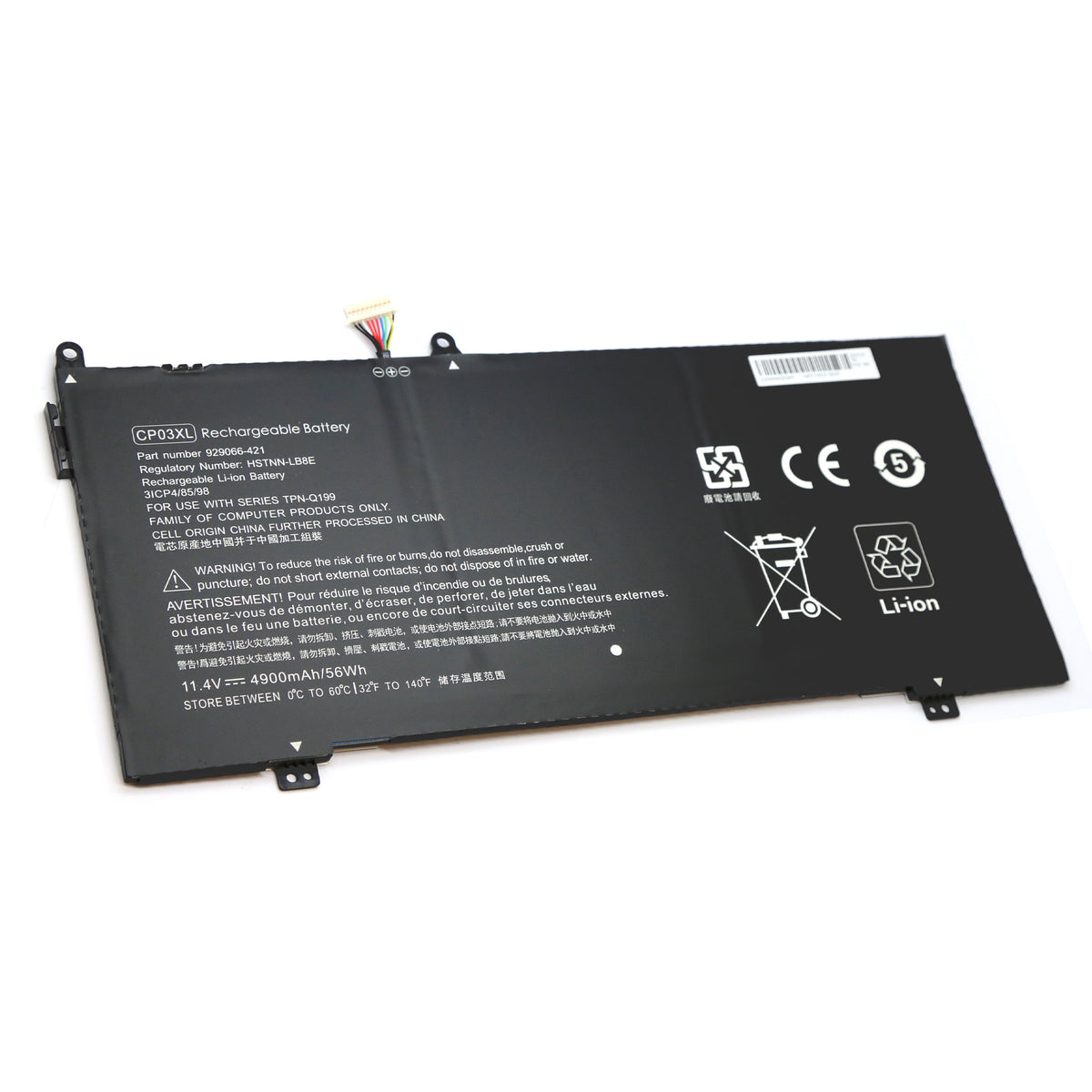 BATTERIE POUR PC PORTABLE HP SPECTRE X360 13-AE000 / 13-AE000NC - CP03XL - 11.4V 4900mAh