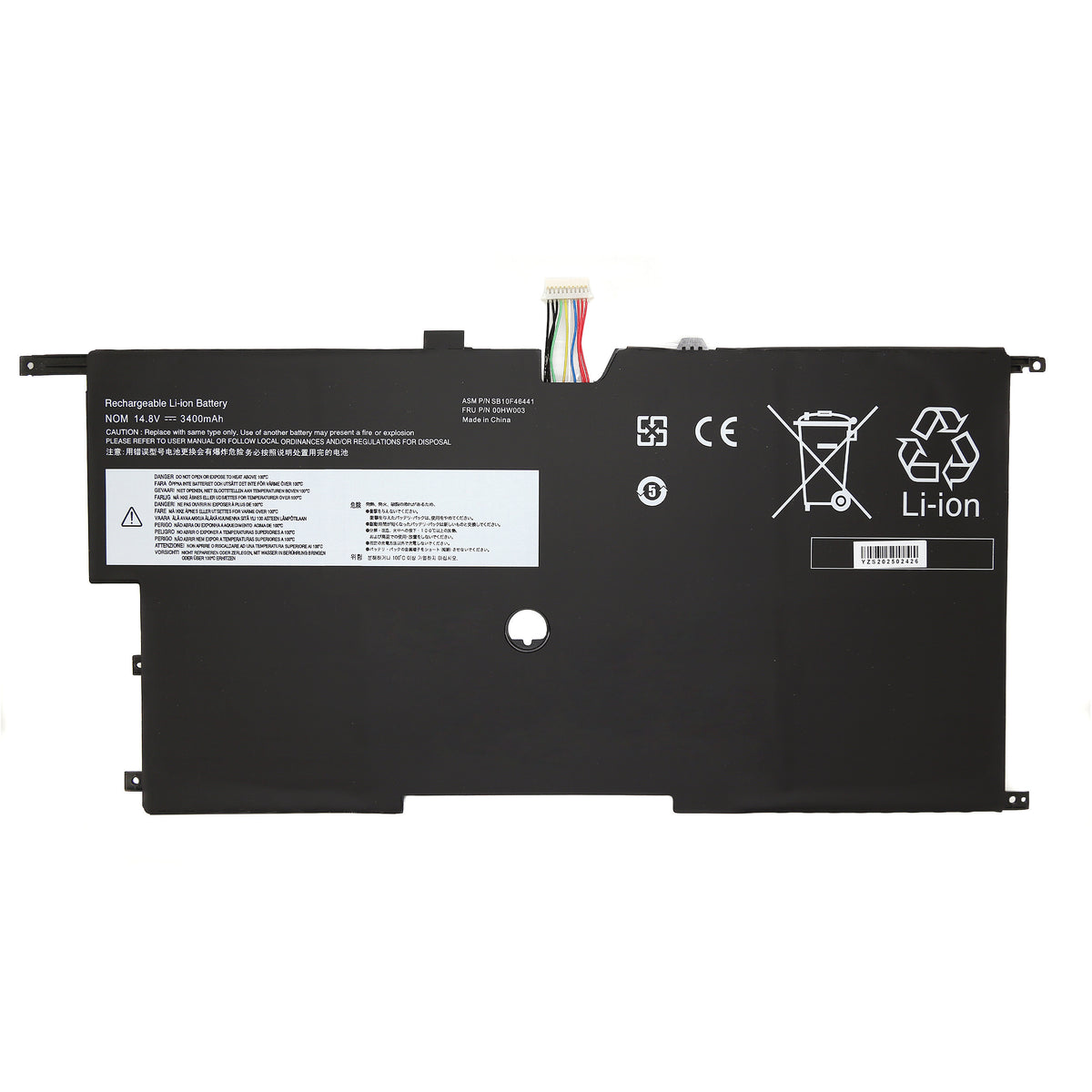 BATTERIE POUR PC PORTABLE LENOVO THINKPAD X1 CARBON 3rd GEN - 00HW003 / 00HW002 / SB10F46440 - 14.8V 3400mAh