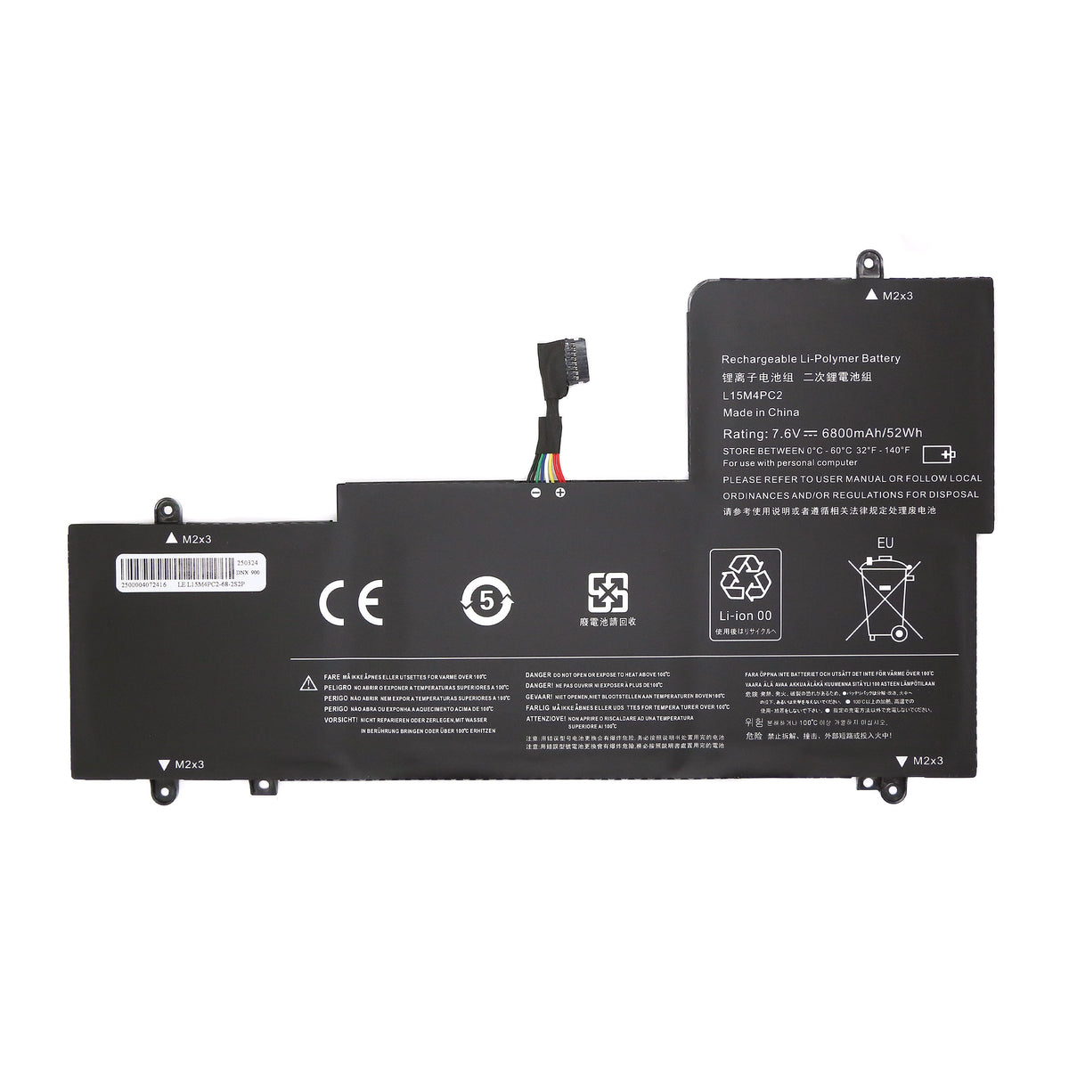 BATTERIE POUR PC PORTABLE LENOVO IDEAPAD YOGA 710-14IKB - L15M4PC2 - 7.6V 6800mAh