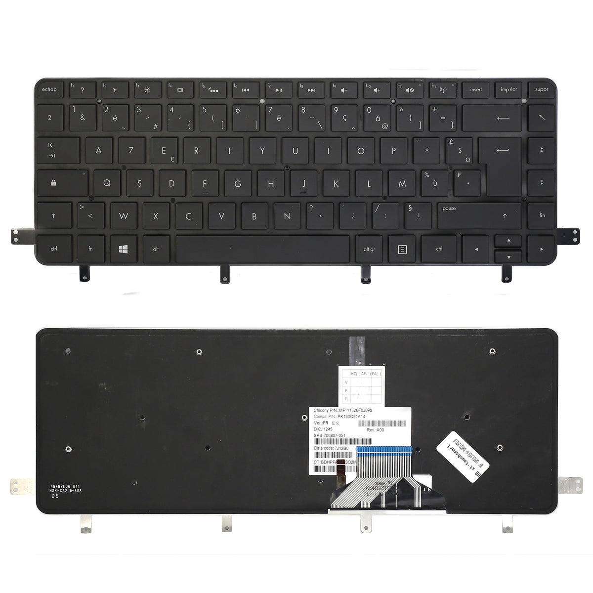 CLAVIER FRANÇAIS AZERTY POUR PC PORTABLE HP TOUCHSMART 15-4000 - 700807-051 / MP-11L26F0J698 + rétro