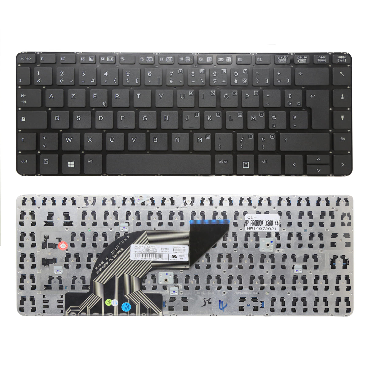 CLAVIER FRANÇAIS AZERTY POUR PC PORTABLE HP PROBOOK 430 G2 / 440 G1 / 440 G2 / 445 G1 / 445 G2