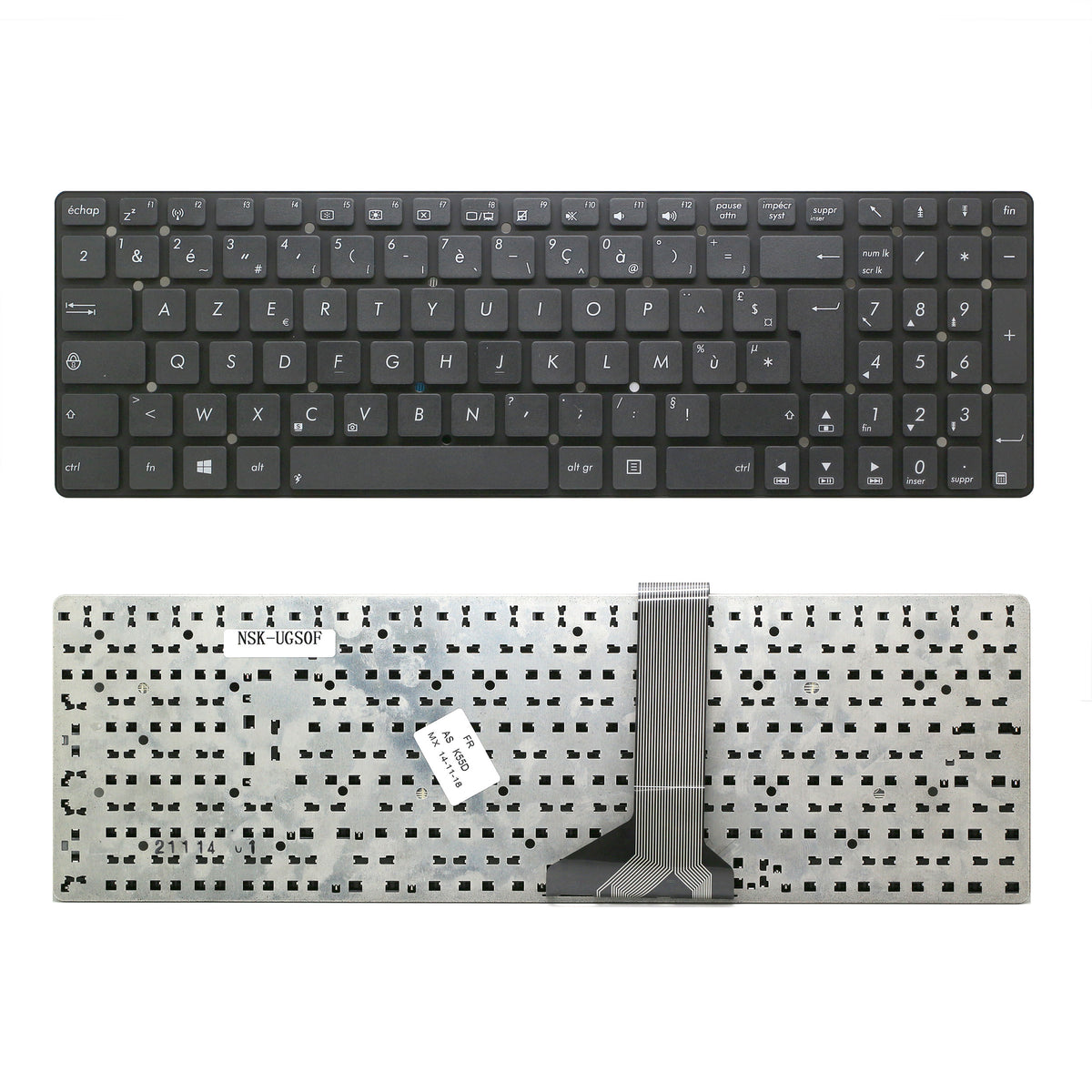 CLAVIER FRANÇAIS AZERTY POUR PC PORTABLE ASUS K55 / K55D / K55DR / K55DE / K55V / K55VM / K55VD / K55VJ / K55VS / K55N / K55A / K55XI