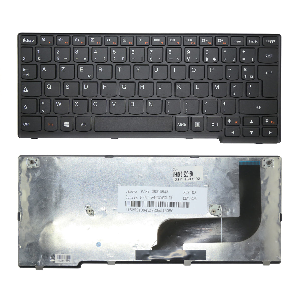 CLAVIER FRANÇAIS AZERTY POUR PC PORTABLE LENOVO IDEAPAD S20-30 - V-142320AK1-FR
