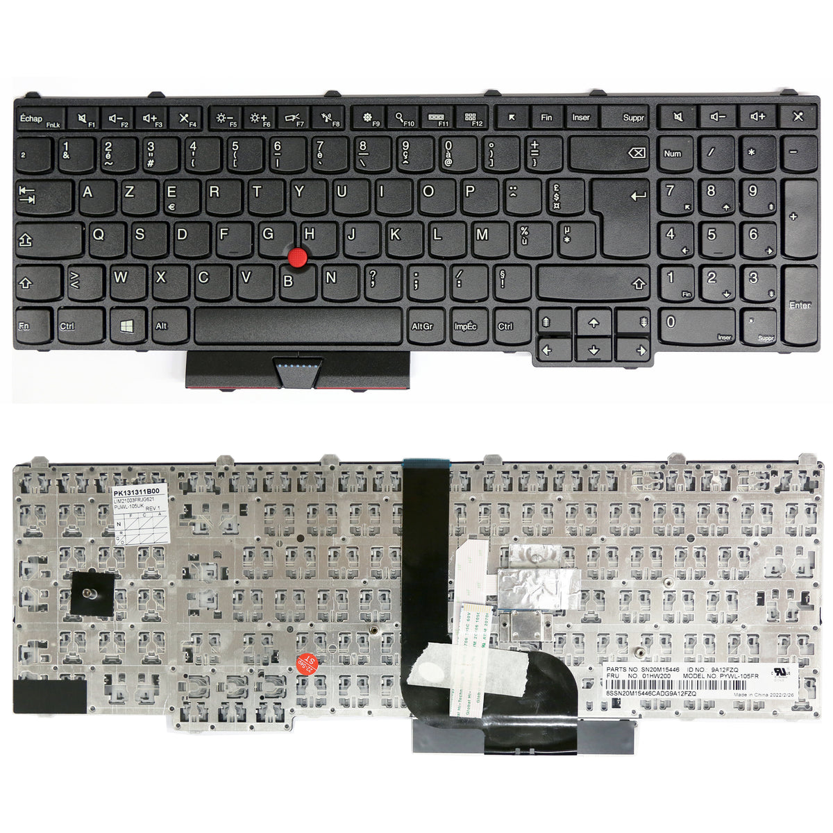 CLAVIER FRANÇAIS AZERTY POUR PC PORTABLE LENOVO THINKPAD P71 / P51 / P70 / P50 - SN20M15446-1