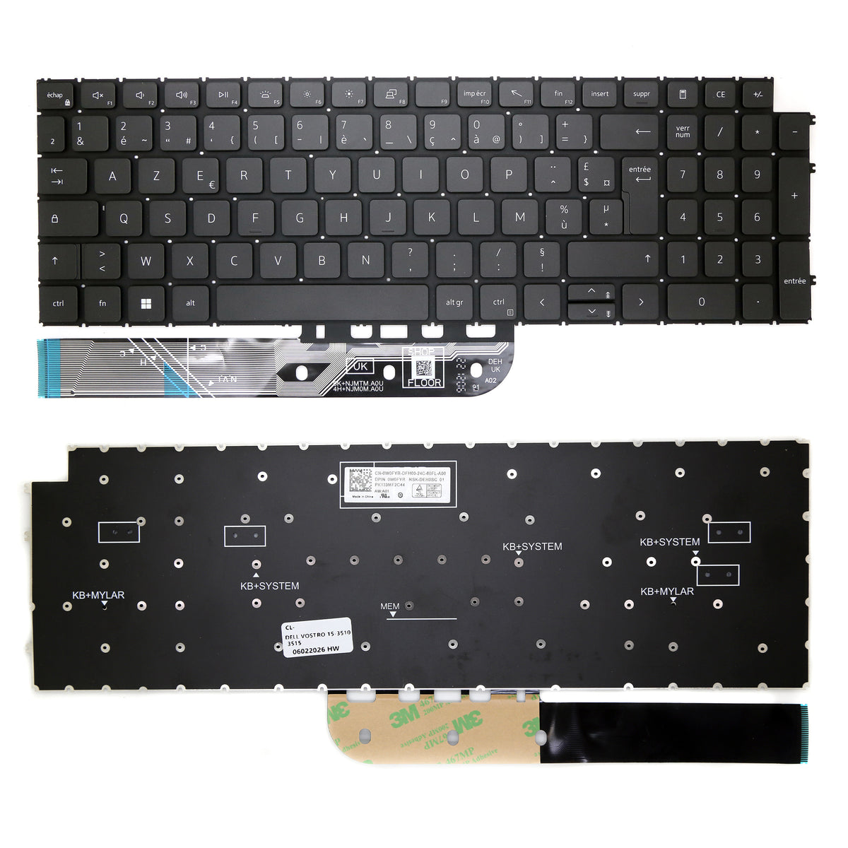 CLAVIER FRANÇAIS AZERTY POUR PC PORTABLE DELL LATITUDE 3520 - VOSTRO 5510 / 5515 / 7510