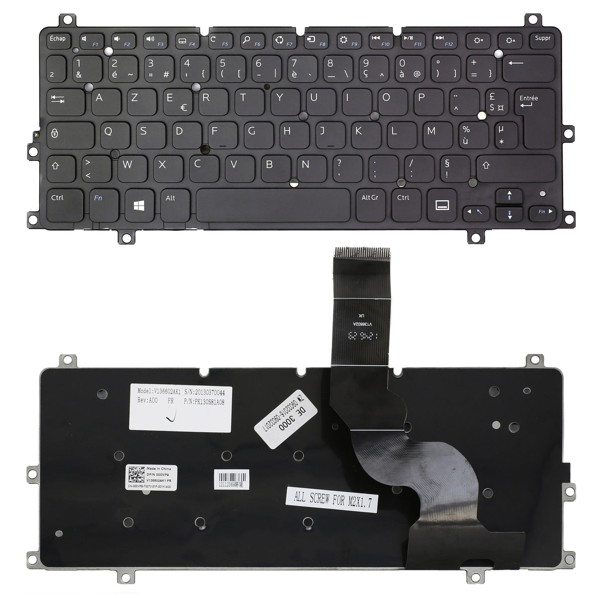 CLAVIER FRANÇAIS AZERTY POUR PC PORTABLE DELL INSPRION 11 3000 - V136602AK1 / PK130S81A08