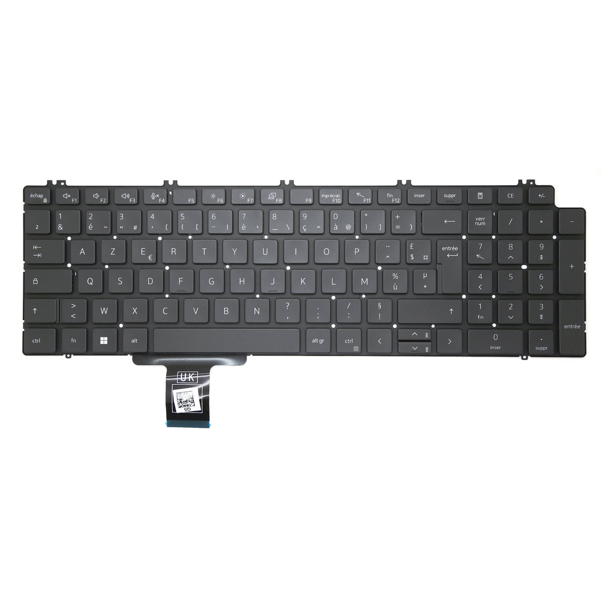 CLAVIER FRANÇAIS AZERTY POUR PC PORTABLE DELL PRECISION 7550 / 7560 / 7750 / 7760 - 066D0H / NSK-QSBUC-1