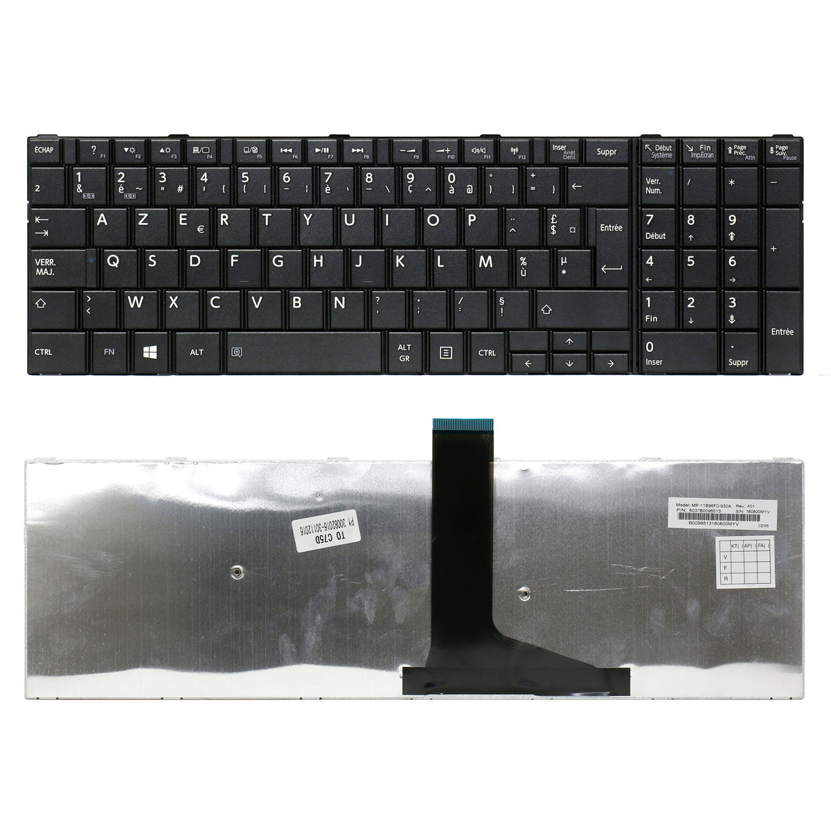 CLAVIER FRANÇAIS AZERTY POUR PC PORTABLE TOSHIBA SATELLITE C70-A / C70D-B / C70-B - NSK-TT6SQ
