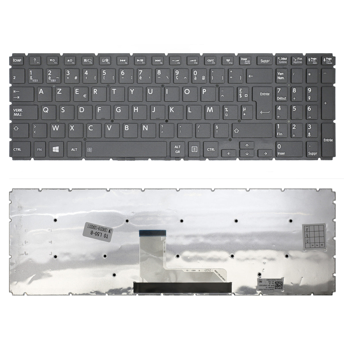 CLAVIER FRANÇAIS AZERTY POUR PC PORTABLE TOSHIBA SALITELLITE L50-B SERIES - 9Z.NBCSQ.00F / NSK-V90SQ