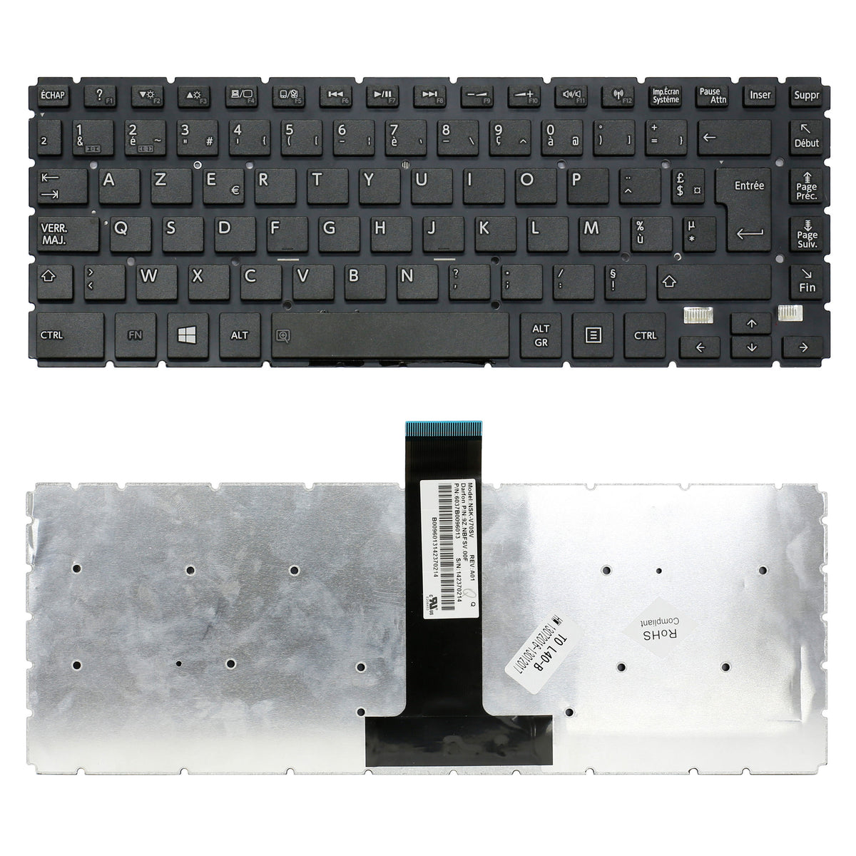 CLAVIER FRANÇAIS AZERTY POUR PC PORTABLE TOSHIBA SATELLITE L40-B / L40D-B / L45-B / L45D-B / E45-B / E45W-C