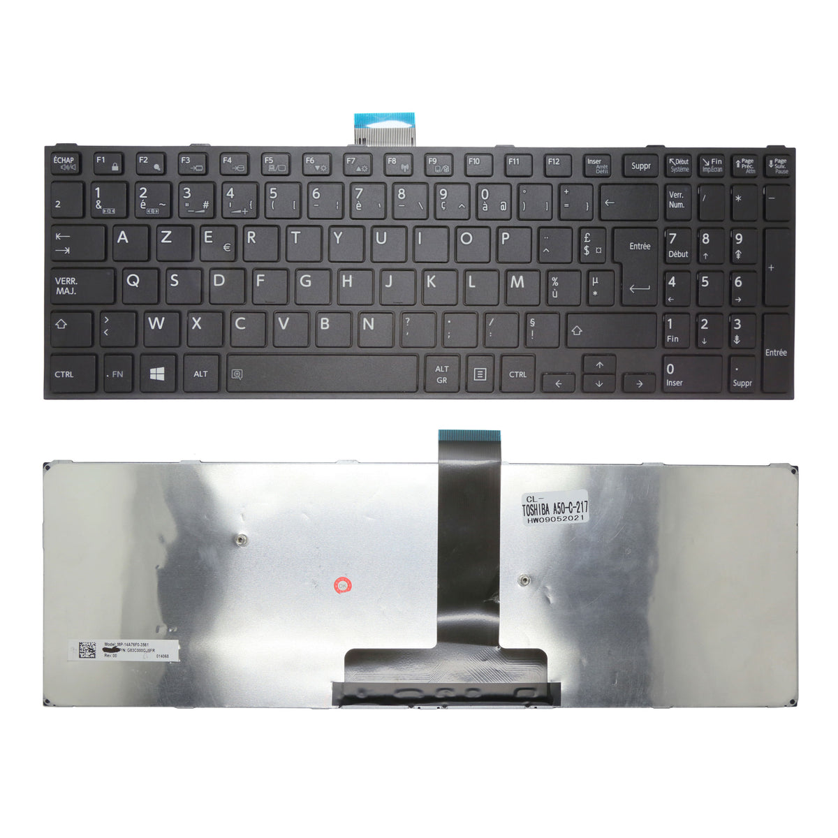 CLAVIER FRANÇAIS AZERTY POUR PC PORTABLE TOSHIBA SATELLITE PRO R50-A / R50-C-1
