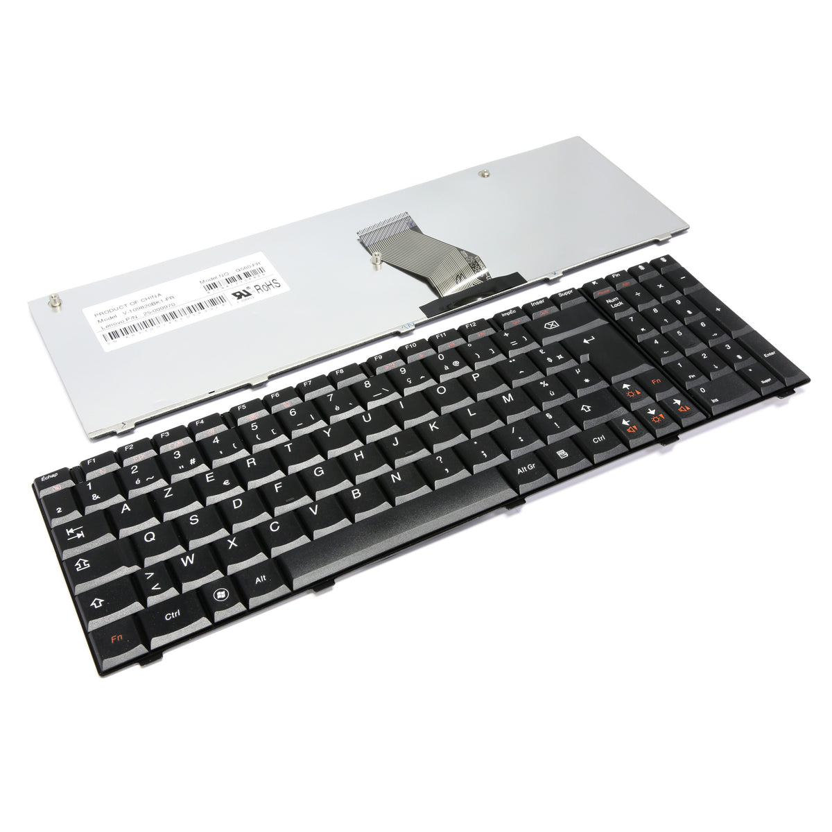CLAVIER FRANÇAIS AZERTY POUR PC PORTABLE LENOVO G560 / G560E / G565 / G570 / G575 / G770 / Z560 / Z565  V-109820BK1-FR