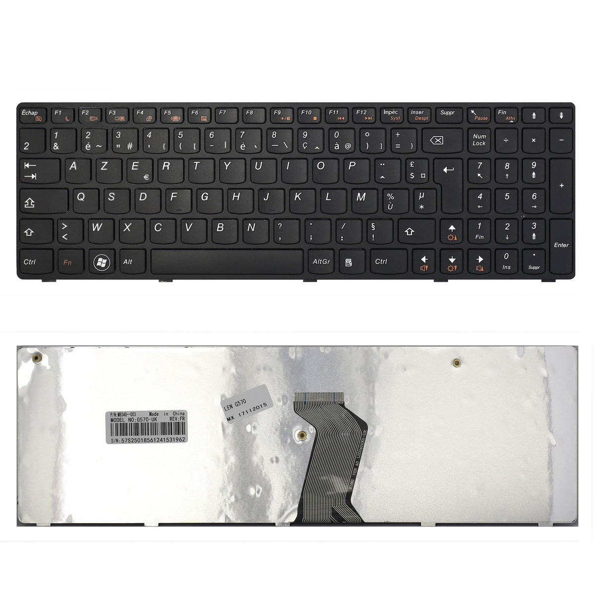 CLAVIER FRANÇAIS AZERTY POUR PC PORTABLE LENOVO IDEAPAD Z560A / Z565A / G570 / G575 / G770A / G780A