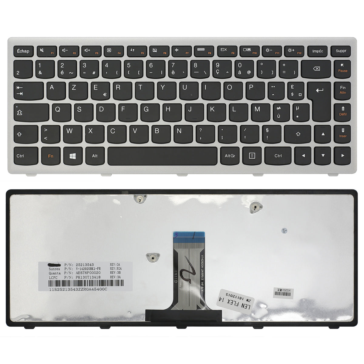 CLAVIER FRANÇAIS AZERTY POUR PC PORTABLE LENOVO IDEAPAD 14 FLEX / 14D / G400S / G405S / S410P