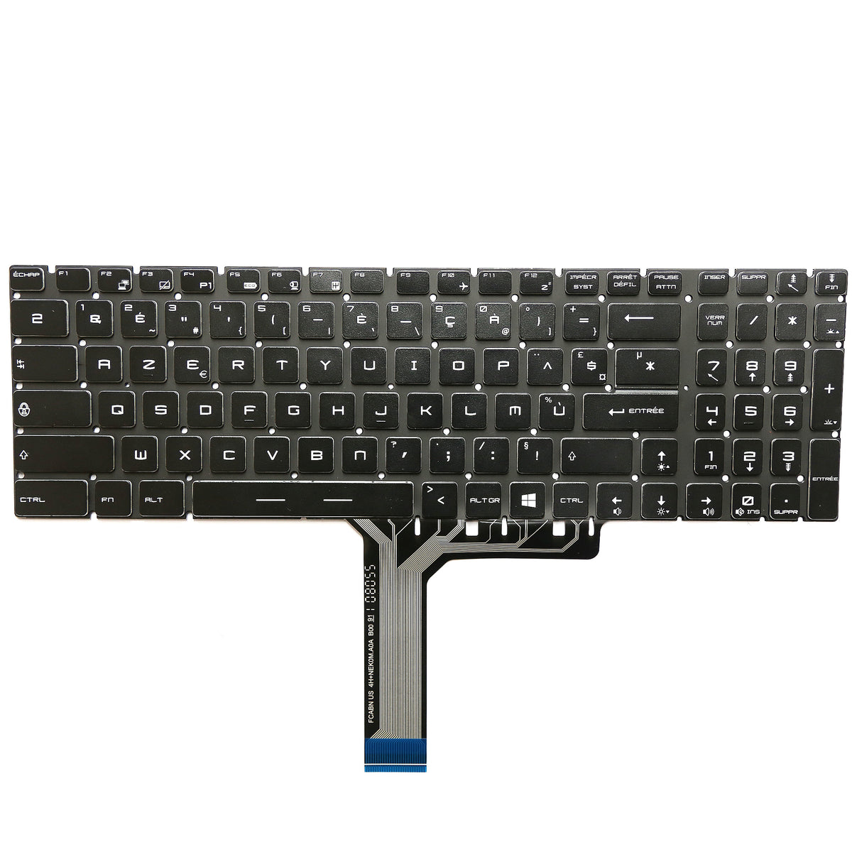 CLAVIER FRANÇAIS AZERTY POUR PC PORTABLE MSI GE60 / GE62 / GE63 / GE65 / GE70 / GE72 - 9Z.NCXBN.10F / NSK-FB1BN-1