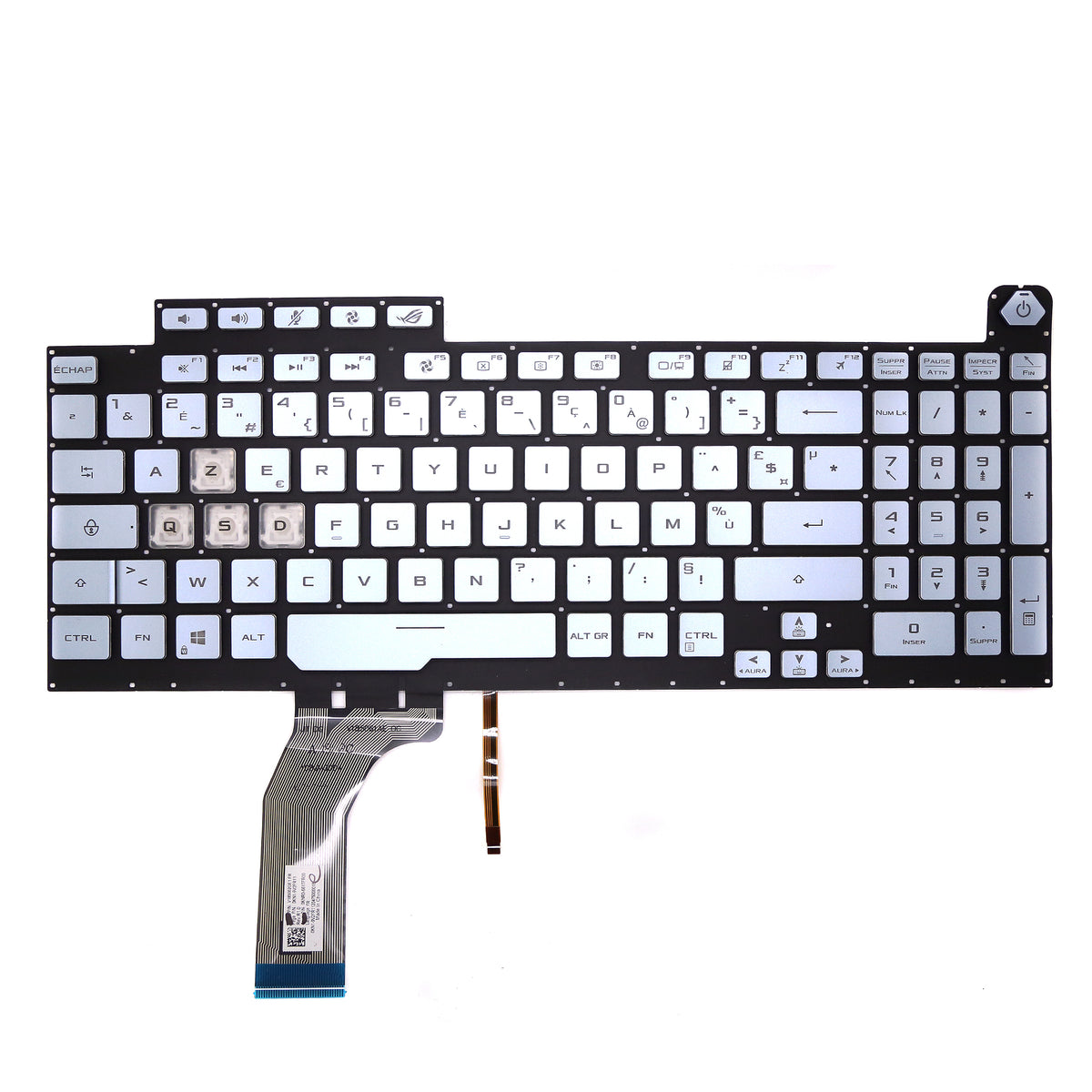 CLAVIER FRANÇAIS AZERTY POUR PC PORTABLE ASUS ROG STRIX G731G / G731GT / G731GU / G731GV / G731GW – GRIS | RÉTROÉCLAIRÉ-1