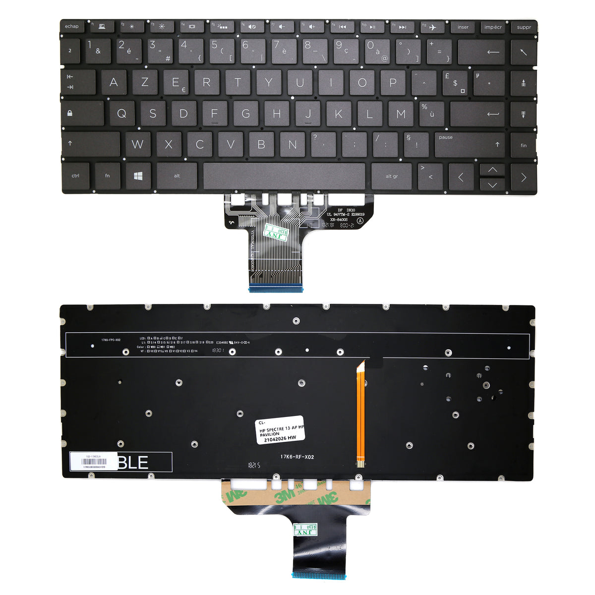 CLAVIER FRANÇAIS AZERTY POUR PC PORTABLE HP ENVY 13-AG / 13M-AG / 13-AH / 13-AQ / 13-AR / 13M-AG + rétro