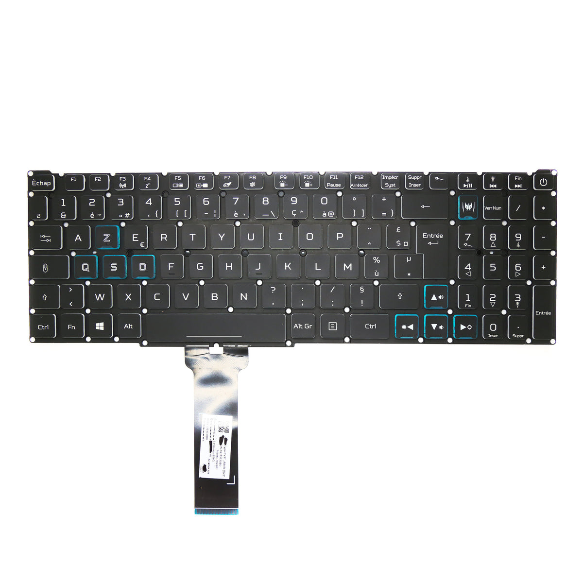 CLAVIER FRANÇAIS AZERTY POUR PC PORTABLE ACER NITRO 5 AN515-43 / AN515-44 / AN515-54 / AN515-55 + rétro