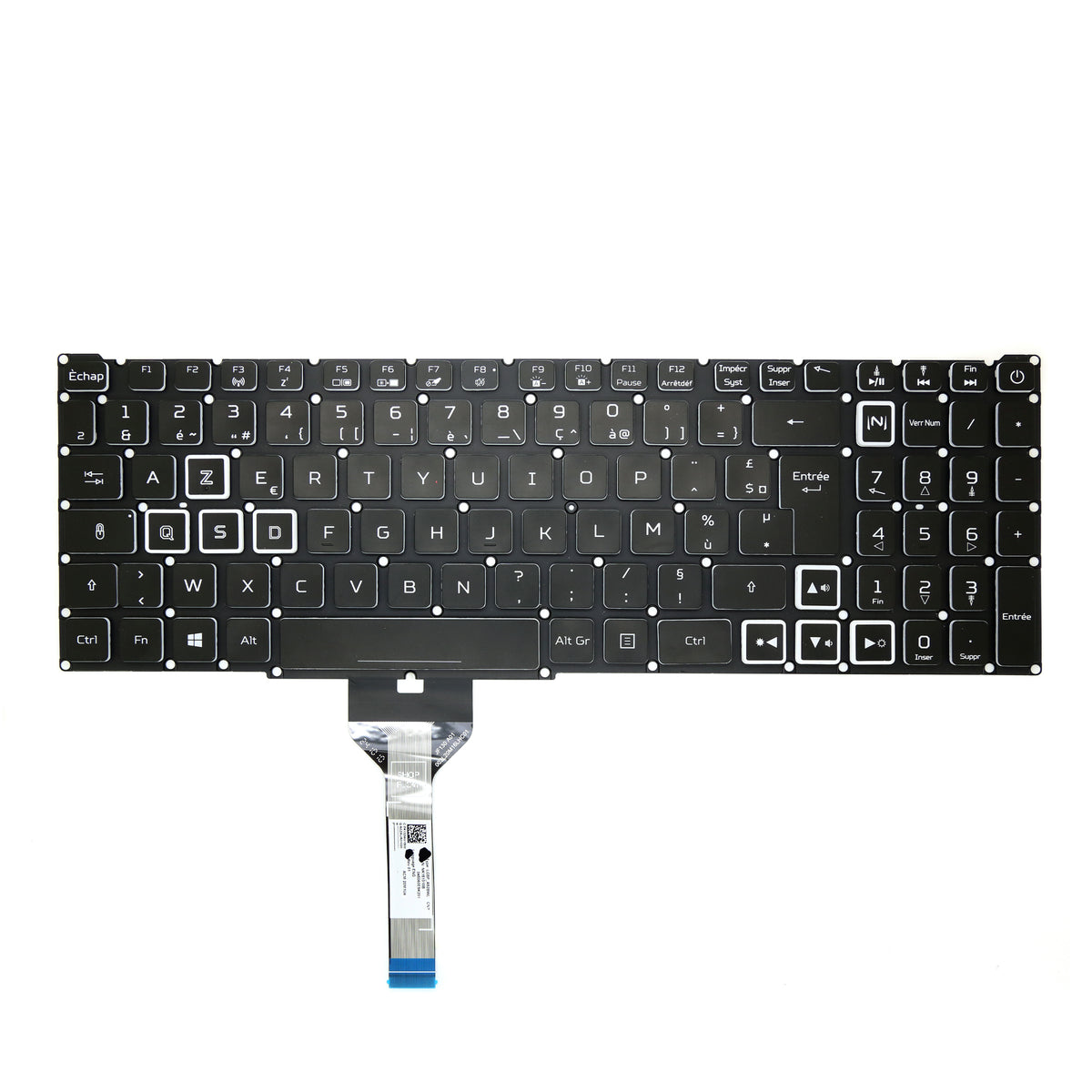 CLAVIER FRANÇAIS AZERTY POUR ACER NITRO 5 AN515-45 / AN515-56 / AN515-57 / AN515-58 - NK151310B + rétro