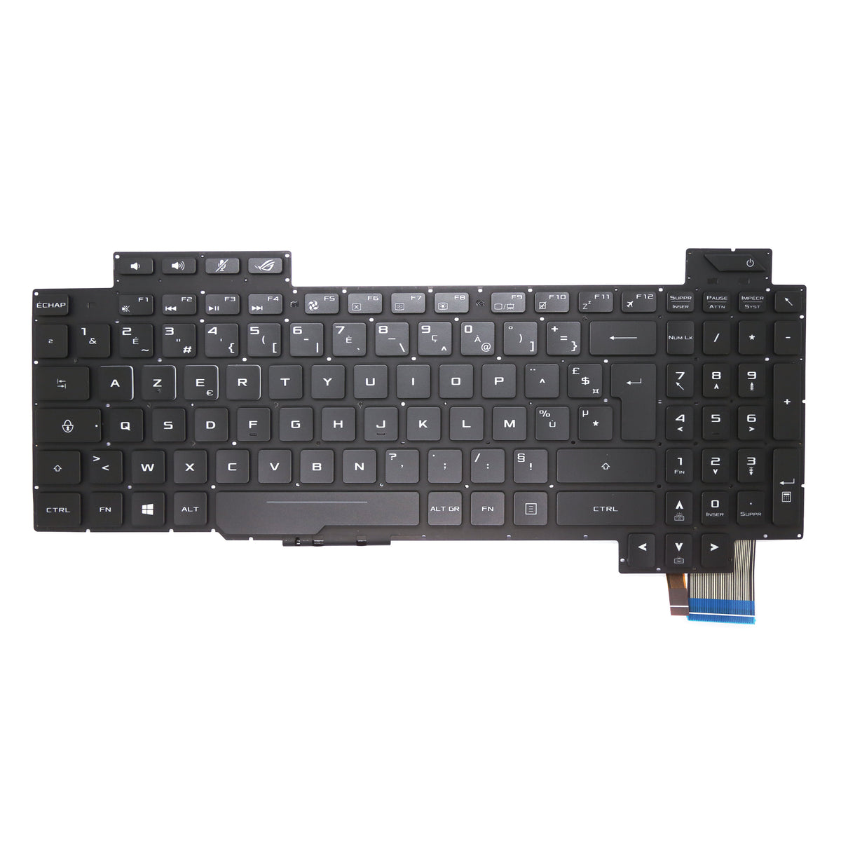 CLAVIER FRANÇAIS AZERTY POUR PC PORTABLE ASUS ROG STRIX GL503 / GL503V / GL503VD / GL503VM / GL503VS + rétro