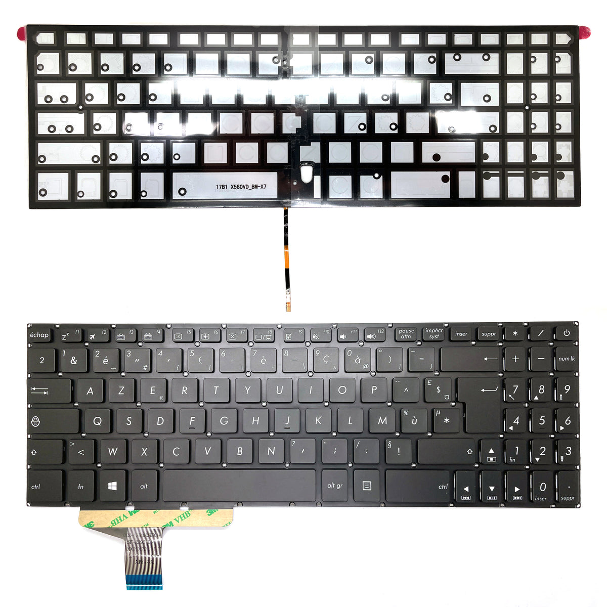 CLAVIER FRANÇAIS AZERTY POUR PC PORTABLE ASUS VIVOBOOK PRO 15 N580G / N580GD / N580V / N580VD / N580VN + rétro