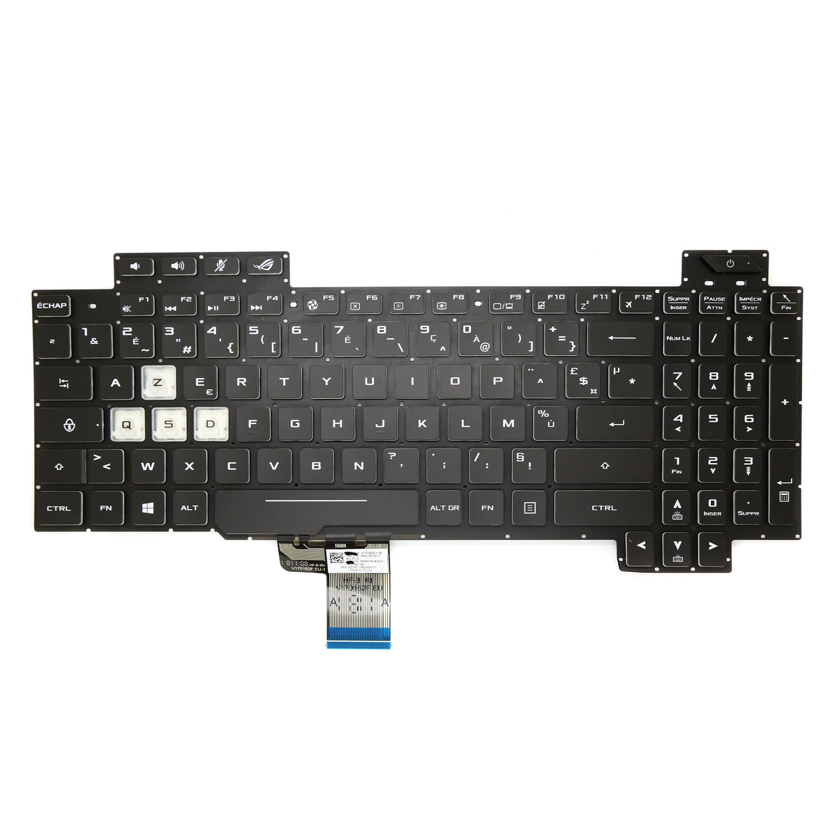 CLAVIER FRANÇAIS AZERTY POUR PC PORTABLE ASUS ROG HERO II GL504G / GL504GM / GL504GS / GL504GV / GL504GW + rétro