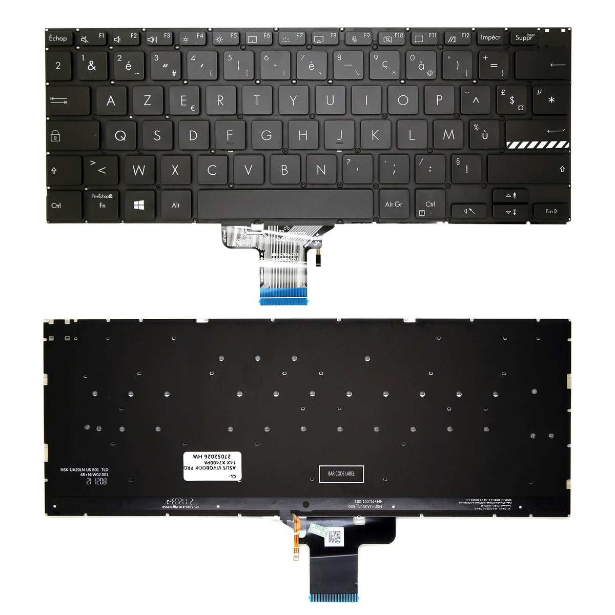 CLAVIER FRANÇAIS AZERTY POUR PC PORTABLE ASUS VIVOBOOK PRO 14 X3400 / M3400 / M3401 / M3400QA / M3401QC / X3400P / K3400P / X7400 / M7400Q / N7400 + rétro