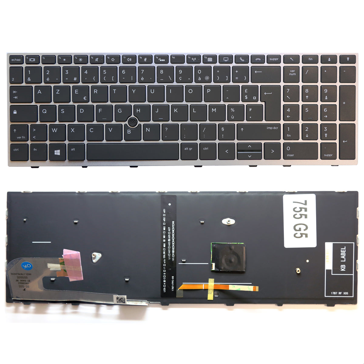 CLAVIER FRANÇAIS AZERTY POUR PC PORTABLE HP ZBOOK 15U G5 / 15U G6 - L11999-281 / 6037B0136125 + TRACKPOINT-3