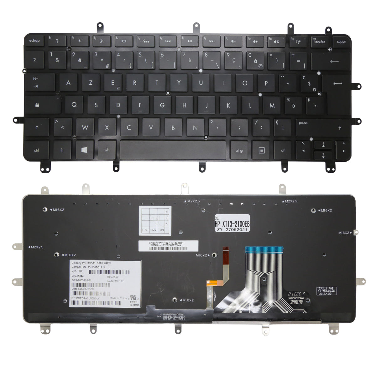 CLAVIER FRANÇAIS AZERTY POUR PC PORTABLE HP ENVY SPECTRE XT13-2000 / XT13-2000EB / XT13-2003EF / XT13-2100EB / XT13-2103EF / XT13-2300EF - MP-11L1 / SPS-700381-051