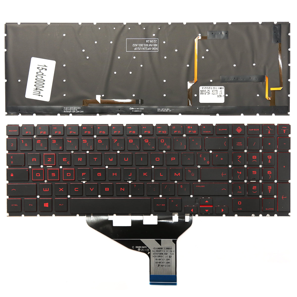 CLAVIER FRANÇAIS AZERTY POUR PC PORTABLE HP OMEN 15-DC SERIES - 910300206930 / 910300193270 + rétro rouge-1