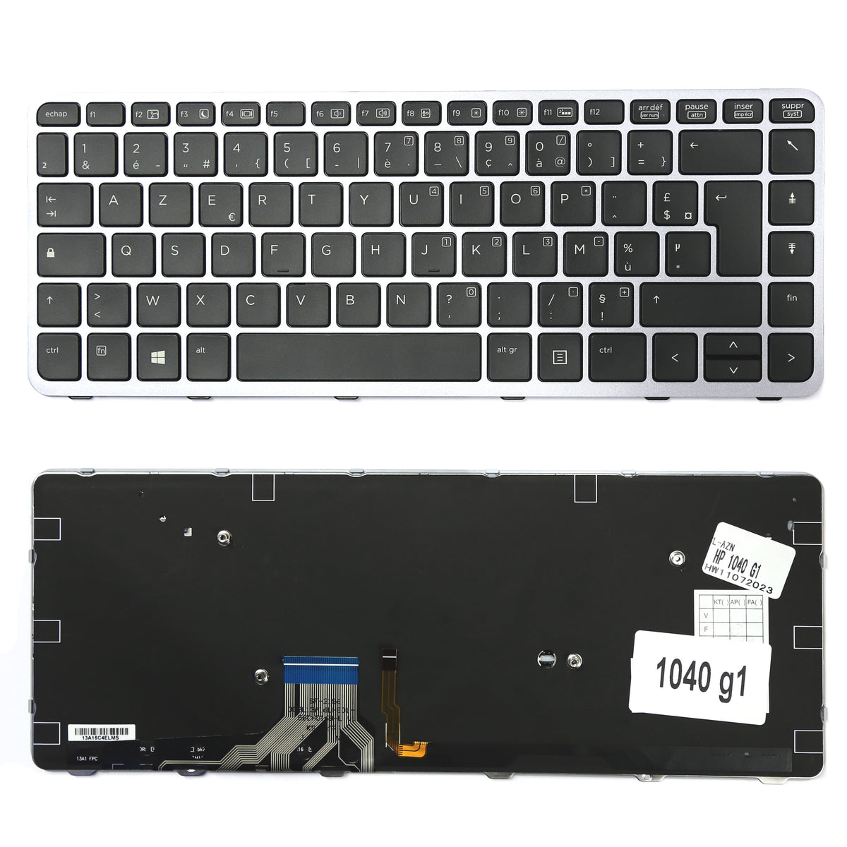 CLAVIER FRANÇAIS AZERTY POUR PC PORTABLE HP ELITEBOOK FOLIO 1040 G1 / 1040 G2 - 736933-051 / 90.4LU07.l0F + rétro-1