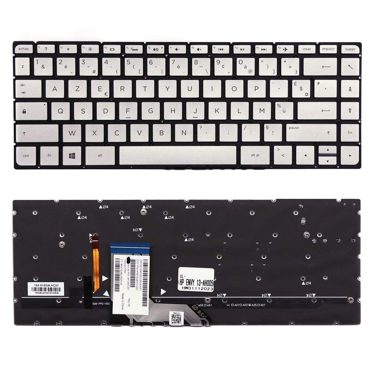 CLAVIER FRANÇAIS AZERTY POUR PC PORTABLE HP SPECTRE x360 15-AP / 15-AP000 SERIES - 841266-051 + rétro