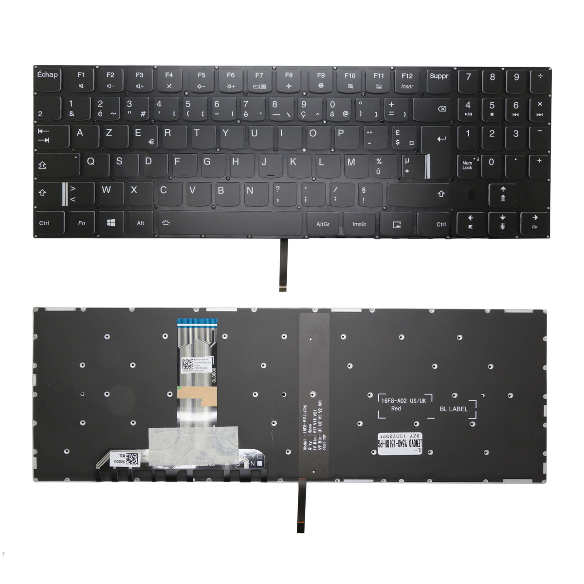 CLAVIER FRANÇAIS AZERTY POUR PC PORTABLE LENOVO LEGION Y540-15IRH 81RJ 81SX
