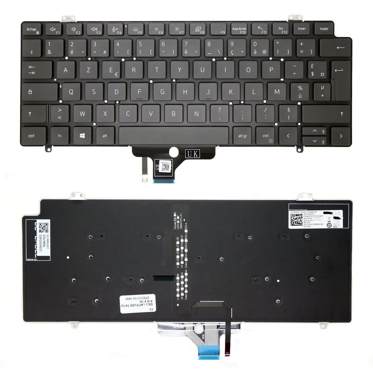 CLAVIER FRANÇAIS AZERTY POUR PC PORTABLE DELL LATITUDE 7410 / 7410 2-IN-1 - 0KWNC7 / PK132UG2B16 / DLM19K8 + rétro-1