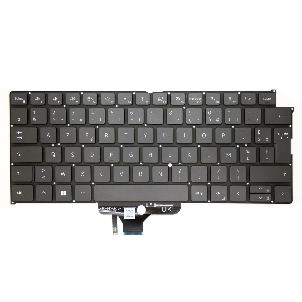 CLAVIER FRANÇAIS AZERTY POUR PC PORTABLE DELL LATITUDE 9330 2-IN-1 - 0DK0HH / NSK-DEVABC / PK133JR1A17 + rétro