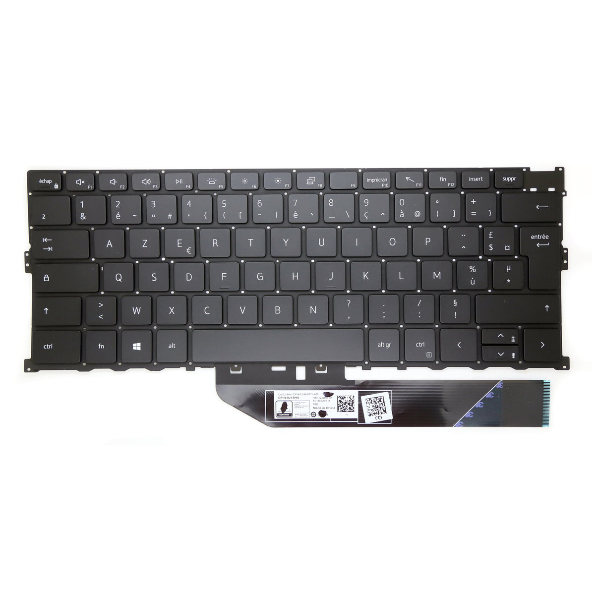 CLAVIER FRANÇAIS AZERTY POUR PC PORTABLE DELL XPS 13 9300 / 9310 - 0JY8HN / NSK-QJ2BC / PK132Q13C17 + rétro
