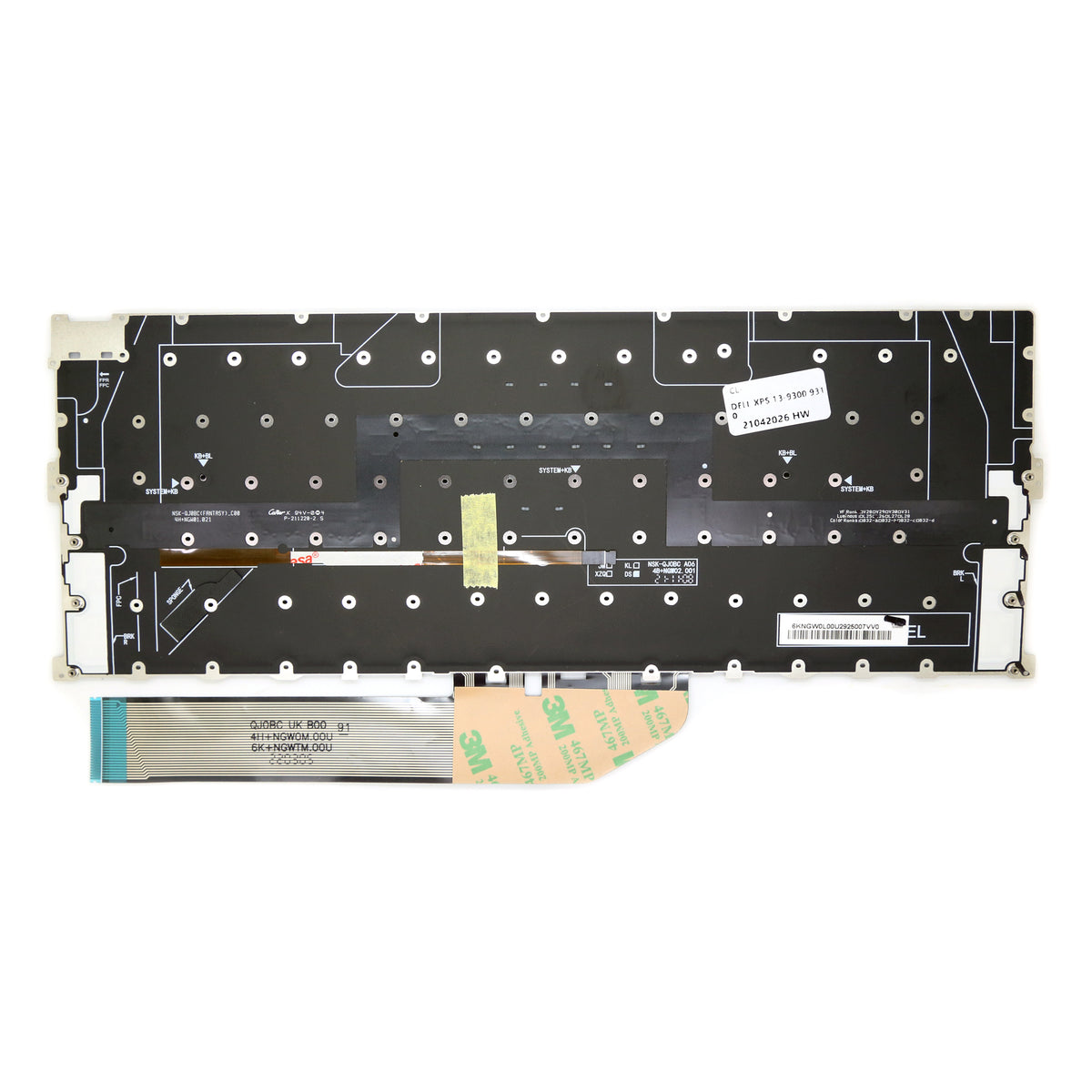 CLAVIER FRANÇAIS AZERTY POUR PC PORTABLE DELL XPS 13 9300 / 9310 - 0JY8HN / NSK-QJ2BC / PK132Q13C17 + rétro