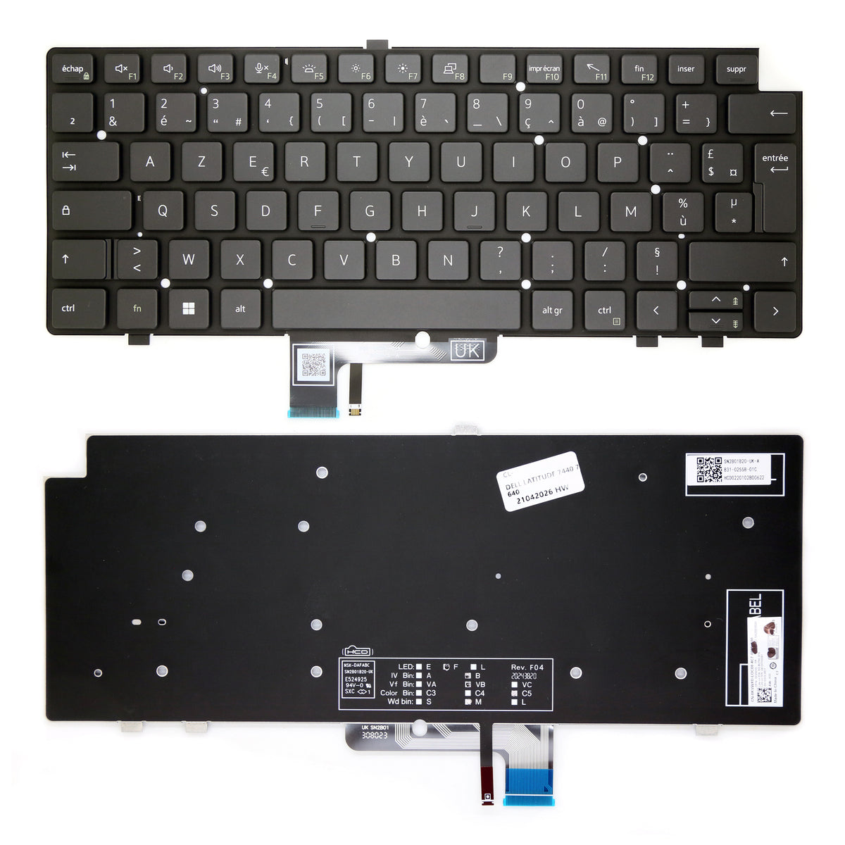CLAVIER FRANÇAIS AZERTY POUR PC PORTABLE DELL LATITUDE 7440 / 7640 - 0KVWXD / SG-B2790-2FA / PK133YK3B17 + rétro-1