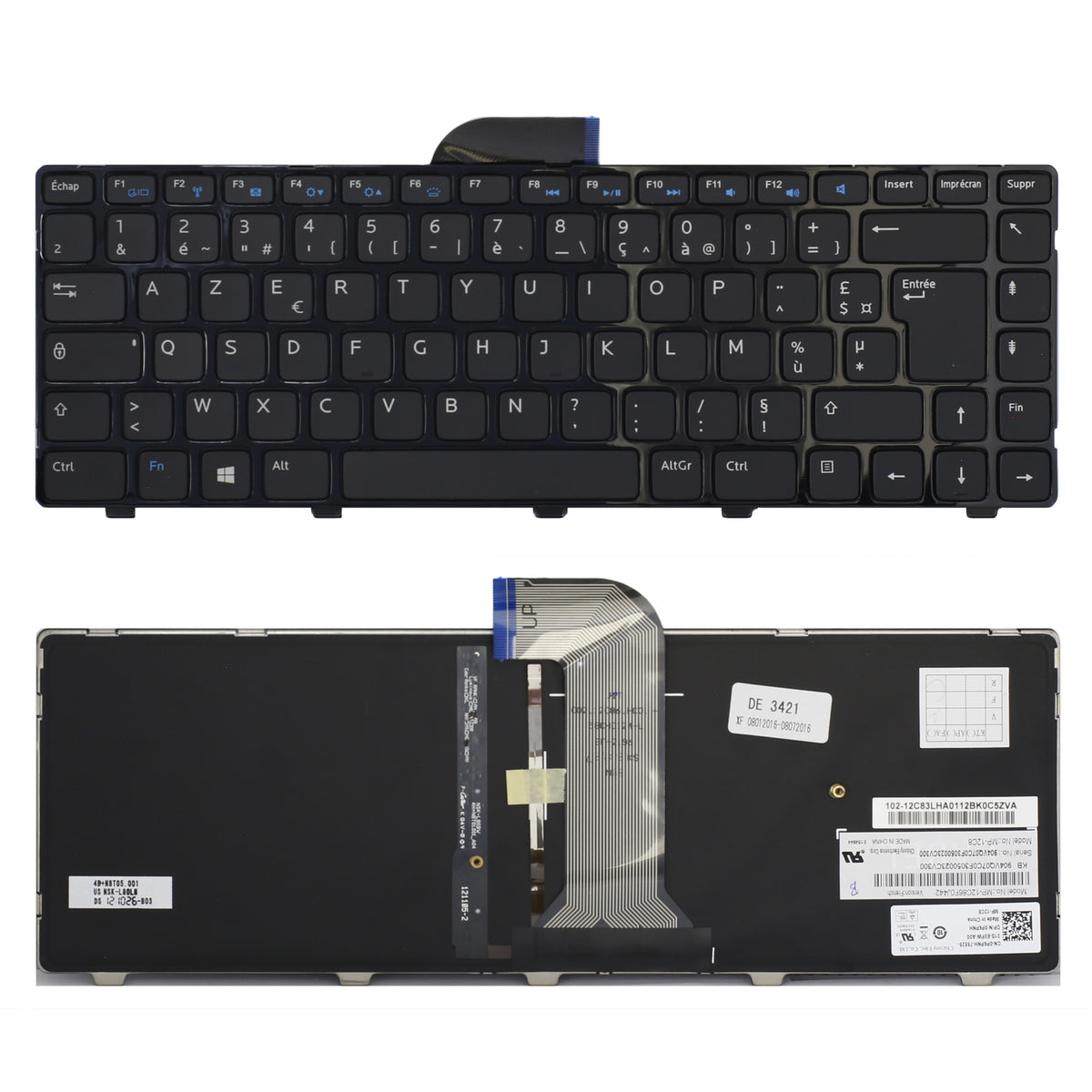 CLAVIER FRANÇAIS AZERTY POUR PC PORTABLE DELL INSPIRON 14-3421 / 14-5421 / 14-3437 + rétro
